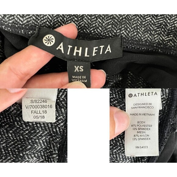 Athleta Women Size XS Gray Herringbone Mercer Pullon Tights Leggings Pockets Gym - Picture 7 of 11